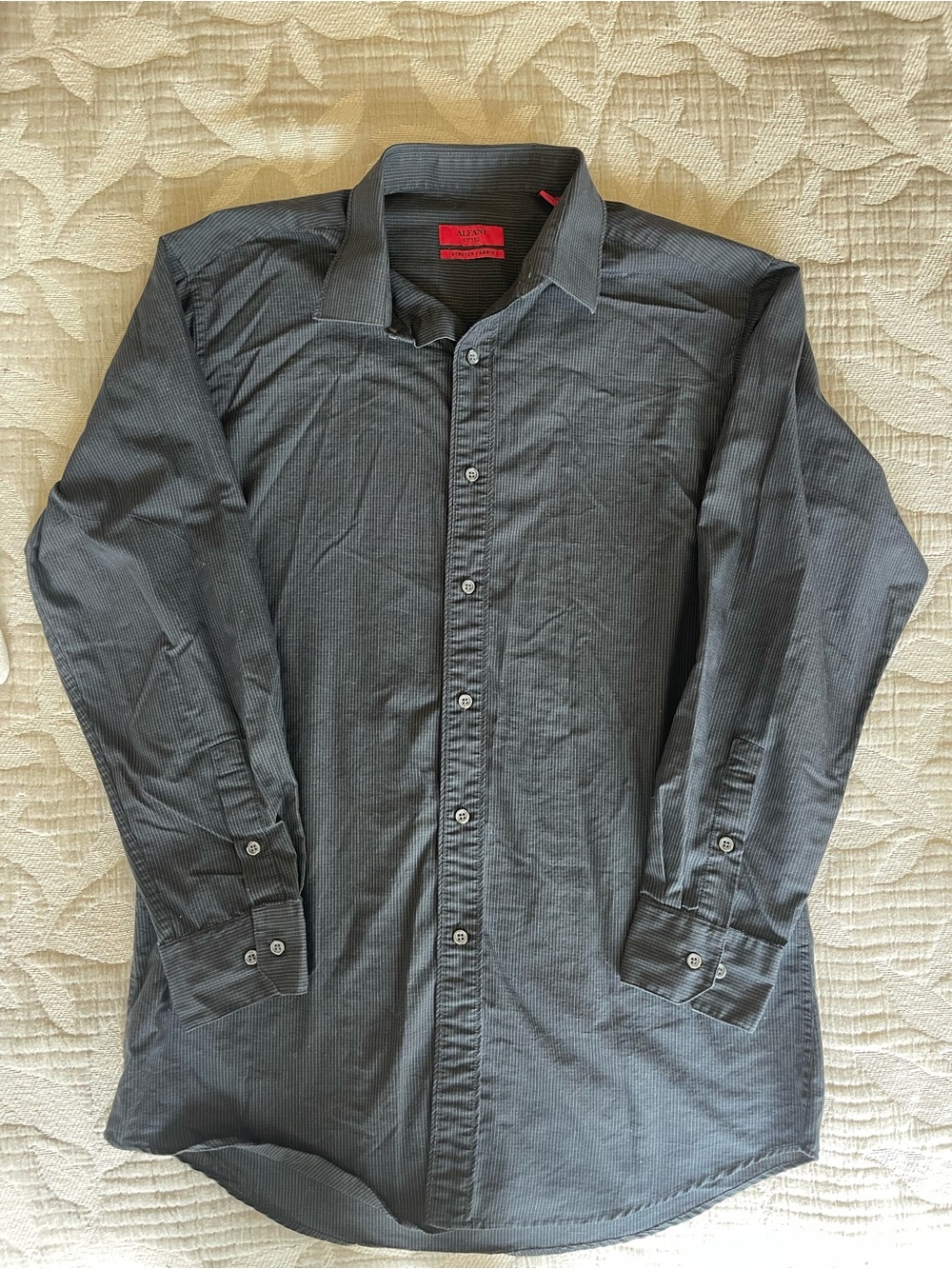 Alfani Fitted Dress Shirt Mens 15.5 32/33‎ Grey Pinstripe Stretch Easy Care L/S